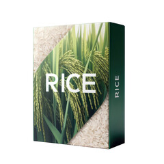 Rice cardboard box package isolated on white transparent background, png