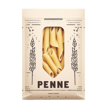 Pasta penne box package isolated on white transparent background, png