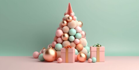 Christmas background with Christmas tree and baubles