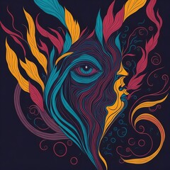 A background that combines humans and leaves in one colorful design