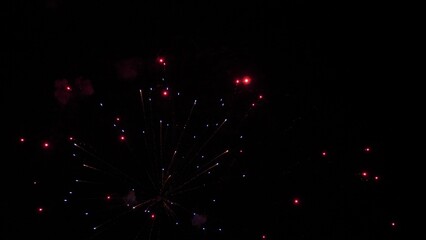 Shining firework explosion with bright colors in night sky at holiday party
