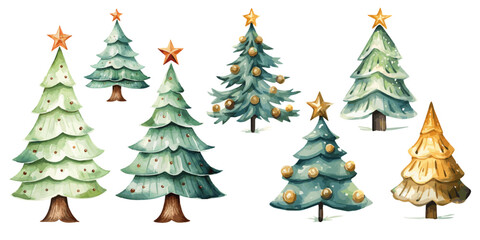 set of christmas trees vectors