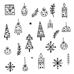 Set of Christmas elements. Vector illustration.