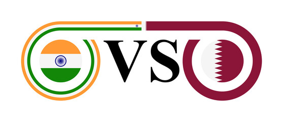 concept between india vs qatar. vector illustration isolated on white background