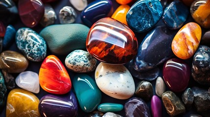 Obraz na płótnie Canvas Gemstones on a black, Colorful and Magical Stones Background