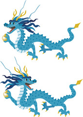 辰年の青い龍のイラスト
