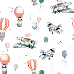 pattern with airplanes and balloons © Signature