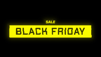 Black Friday banner in cyberpunk style with glitch effect. Black Friday text with glitches and distortion for advertising. Design for advertising banner, promo, web, etc.