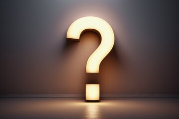 Question mark on a black background. Glowing question mark