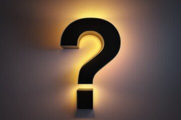 Question mark on a black background. Glowing question mark