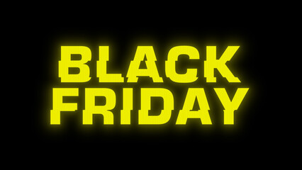 Black Friday glitch banner. Yellow Black Friday text with glitches, distortions and infinite laser tunnel. Cyberpunk style web banner for advertising. Cyberpunk promo design.