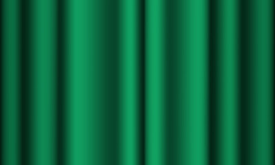 Green curtain background. Theatrical drapes. Green fabric. Wavy silk background.