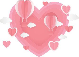 A postcard with pink hearts without background