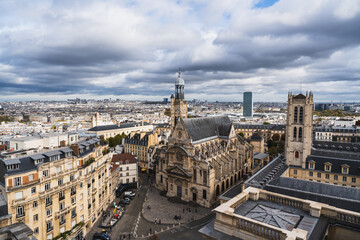 Paris skyline panorama with a church