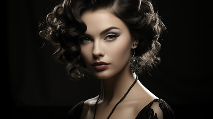 Fototapeta premium beautiful woman with long hair and elegant hairstyle