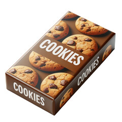 Cookies box package isolated on white transparent background, png