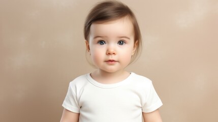Naklejka premium portrait of cute little girl with in white t shirt isolated on clean background 