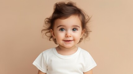 Naklejka premium portrait of cute little girl with in white t shirt isolated on clean background 