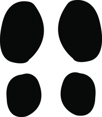 Footprints human silhouette, vector. Shoe soles print. Foot print tread, boots, sneakers. Impression icon barefoot. Different human footprints icon. Vector,