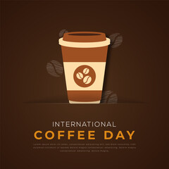 International Coffee Day Paper cut style Vector Design Illustration for Background, Poster, Banner, Advertising, Greeting Card