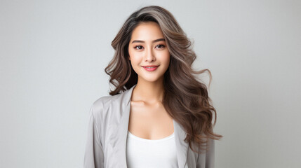 Obraz premium Portrait of a beautiful asian business woman with long hair.
