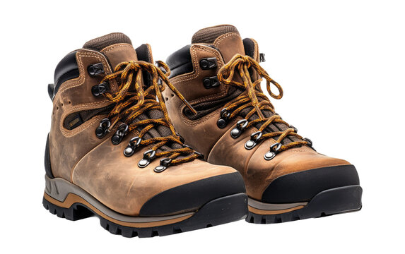 Sturdy Hiking Boots On Isolated Background