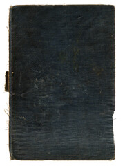 Altes ausgefranstes Buchbindeleinen Blautöne altes Buch Ebene