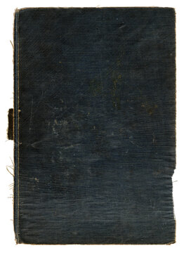 Altes ausgefranstes Buchbindeleinen Blautöne altes Buch Ebene