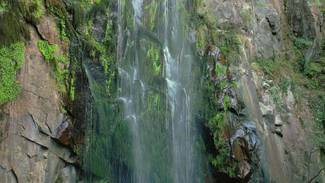 Drone footage of Waterfall of Aguacaida (Fervenza de Augacaida) Panton, Lugo, Spain