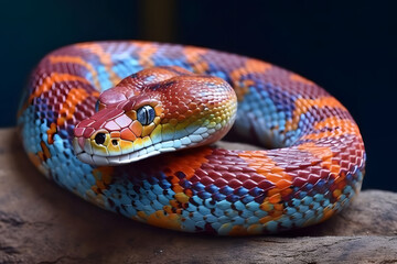 Fototapeta premium Beautiful bright snake in the park. 