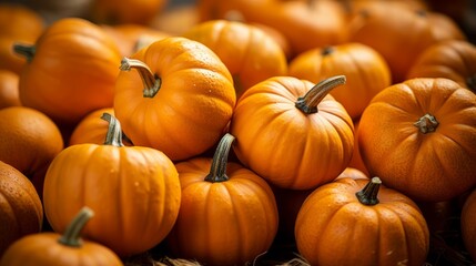Close-up macro photograph of a group of large pumpki