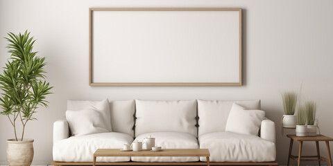 Fototapeta na wymiar Mockup frame in living room interior