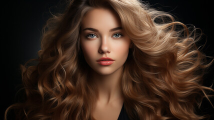 Fototapeta premium beautiful young woman with curly hair in a studio. fashion portrait.