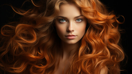 Fototapeta premium beautiful young woman with curly hair in a studio. fashion portrait.