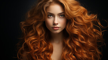 Fototapeta premium beautiful young woman with curly hair in a studio. fashion portrait.