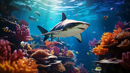 Fototapeta na wymiar A captivating image of a shark gracefully swimming