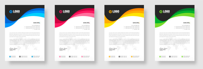 letterhead, corporate modern professional creative company official unique minimal letter head design template set with a4 size. - obrazy, fototapety, plakaty