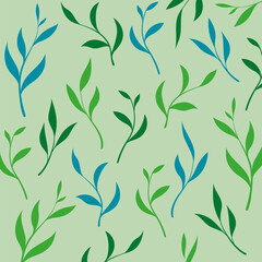 Simple hand drawn leaf pattern. Elegant colorful template for fashion print, fabric or wallpaper.