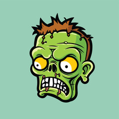 Funny Zombie Head Vector Illustration Bold Design