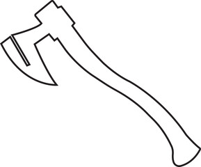 Wooden axe icon isolated on Transparent background. Element for business woodworking or lumberjack emblem. Builder construction metal with handle made of wood. Axe Line icon editable stock for web.