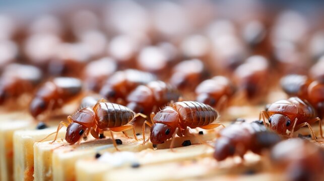 A close-up image of a bedbug colony on a white sheet