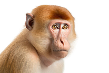 Proboscis Monkey Pose Isolated on transparent background. Generative Ai