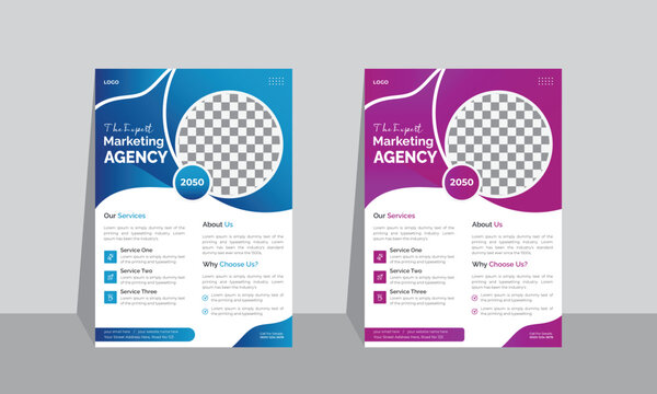 Simple and minimal digital marketing business flyer vector template