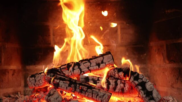Cozy Fireplace Night. Burning fireplace will help you unwind in the perfect atmosphere.  Fireplace 4k. Asmr sleep.