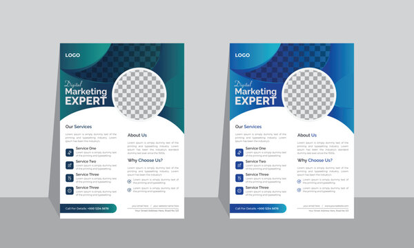 Modern colorful digital marketing expert poster flyer editable template