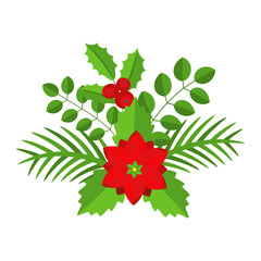 Christmas wreath design element. Winter holiday decoration.