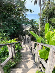 Beautifull of Wooden bridge at Nai Thon beach, Phuket, Thailand