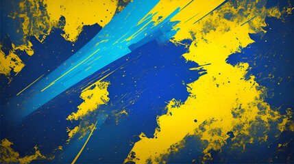 This image shows a series of abstract blue and yellow brushstrokes. The brushstrokes are bold and expressive, and they create a sense of movement and energy.