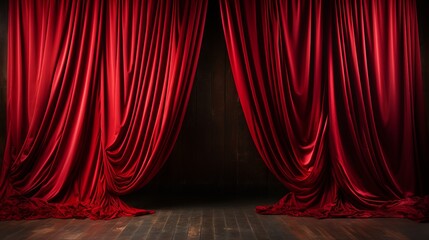 Cut-out of red stage curtains