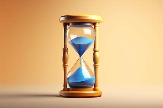3d realistic sand clock illustration, simple hourglass